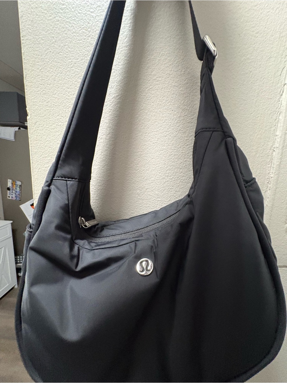 lululemon athletica Black Shoulder Hobo with Silver Logo